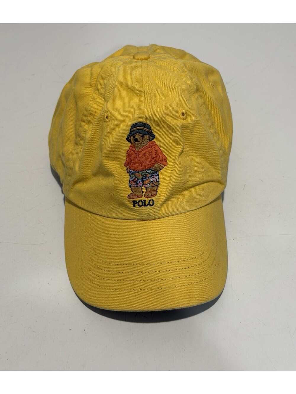 Mens Polo Ralph Lauren Beach Bear Adjustable Leather Strapback Yellow Hat